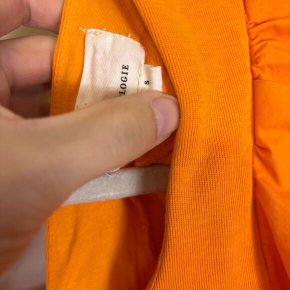 Anthropologie Orange Cropped Puff Sleeve Top Size Small - Picture 4 of 6